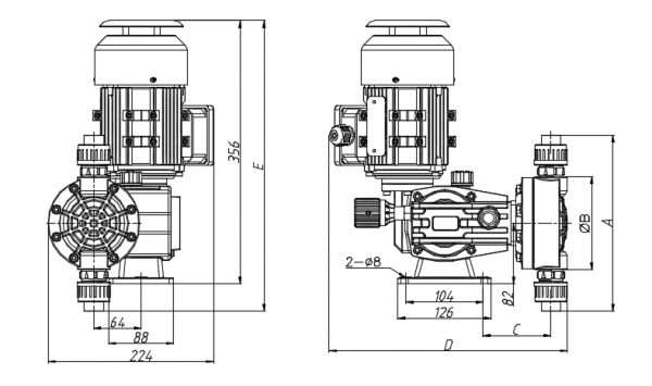 Product-Dimensions-for-MA-Series-Motor-Driven-Dosing-Pump-with-Interchangeable-Motor-600x355